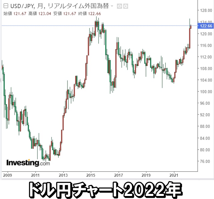 ドル円チャート2022年