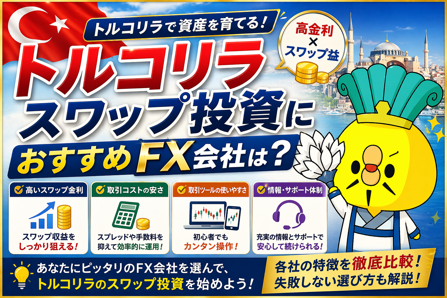 トルコリラスワップ投資におすすめFX会社は？